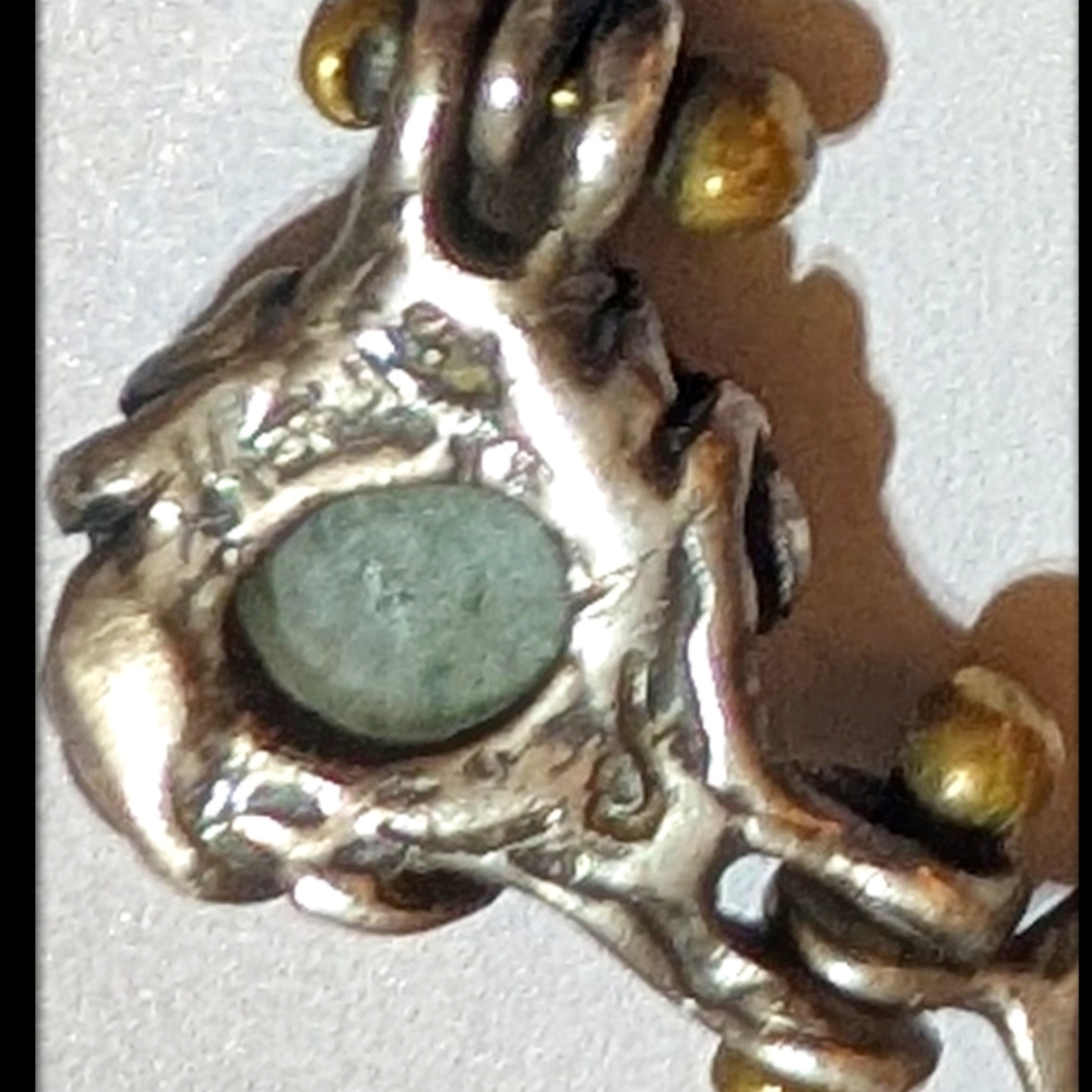 Jack Boyd 70s Aventurine Sterling Bronze Necklace - Picture 5 of 8